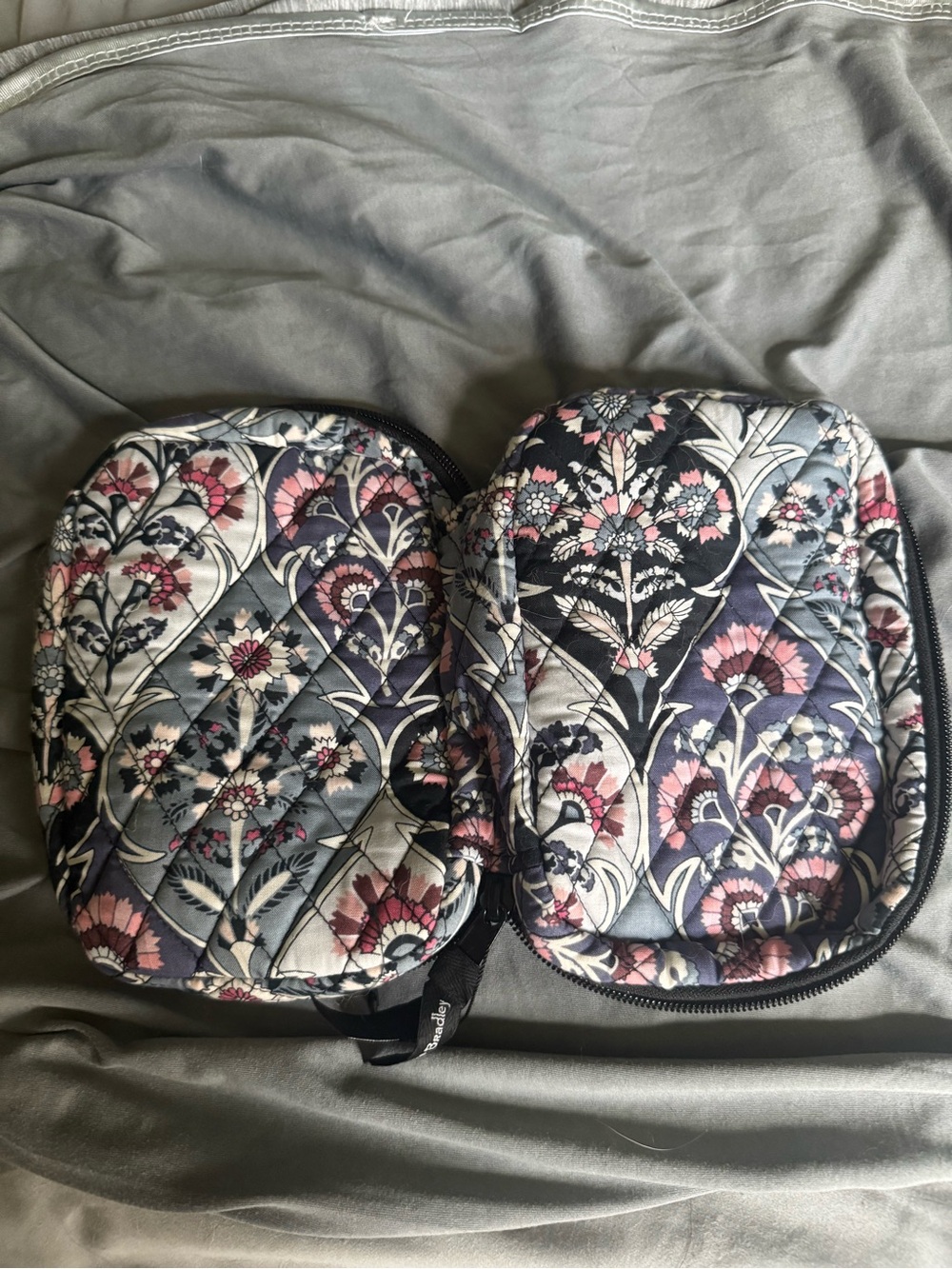 Vera Bradley Quilted Floral Zip Pouch in Navy, Pink, Cream